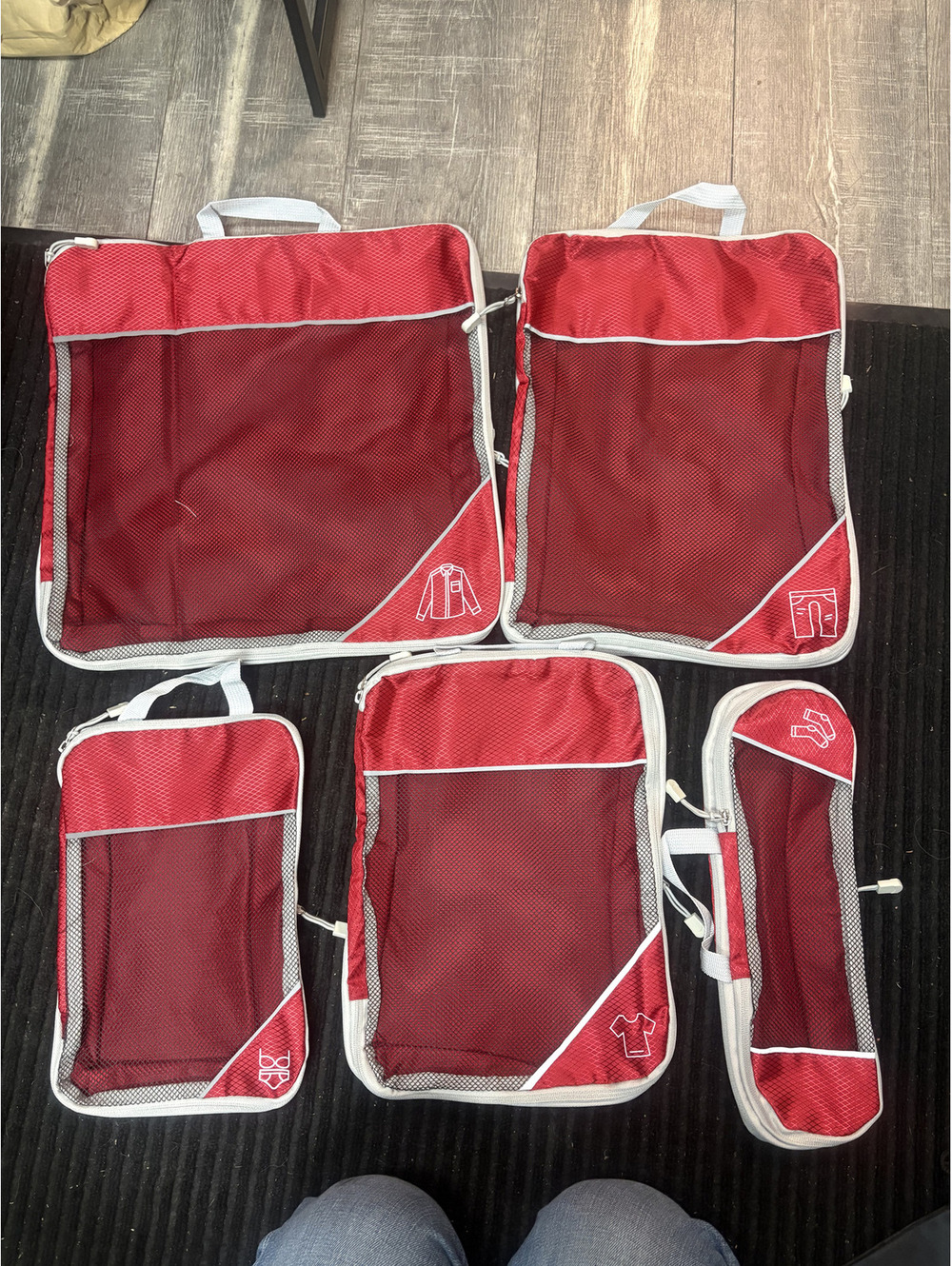 5-Piece Travel Packing Cubes Set Compression Luggage Organizers Red